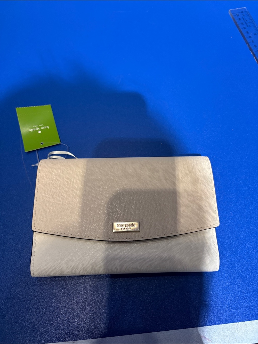 kate spade two-tone beige and cream flap wallet
